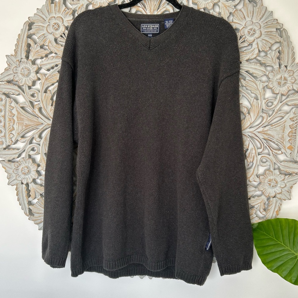 Levi’s Classic Grey V-Neck 100% Cotton Sweater - Size Medium
